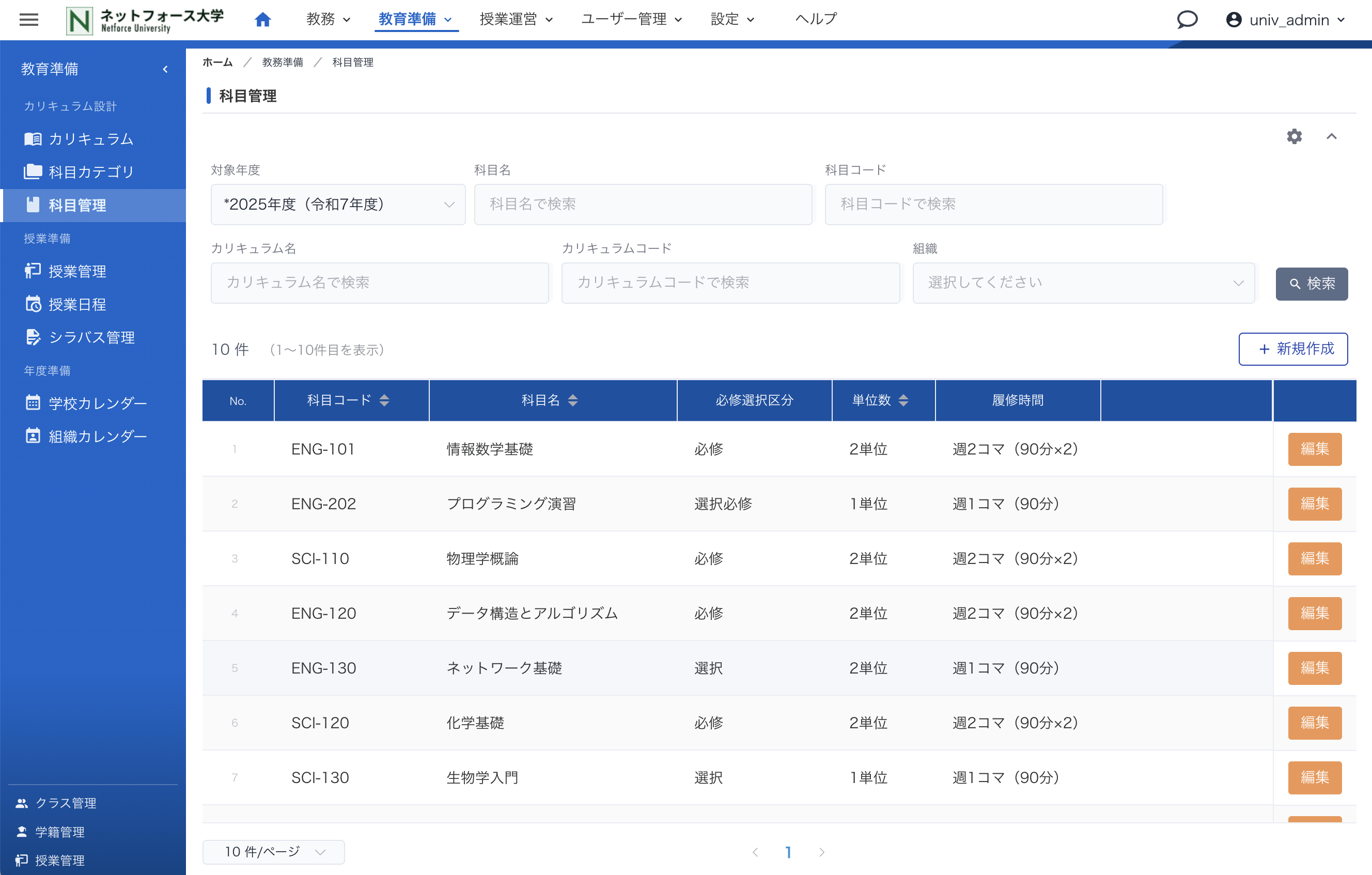 Campus Force NEO の画面キャプチャ